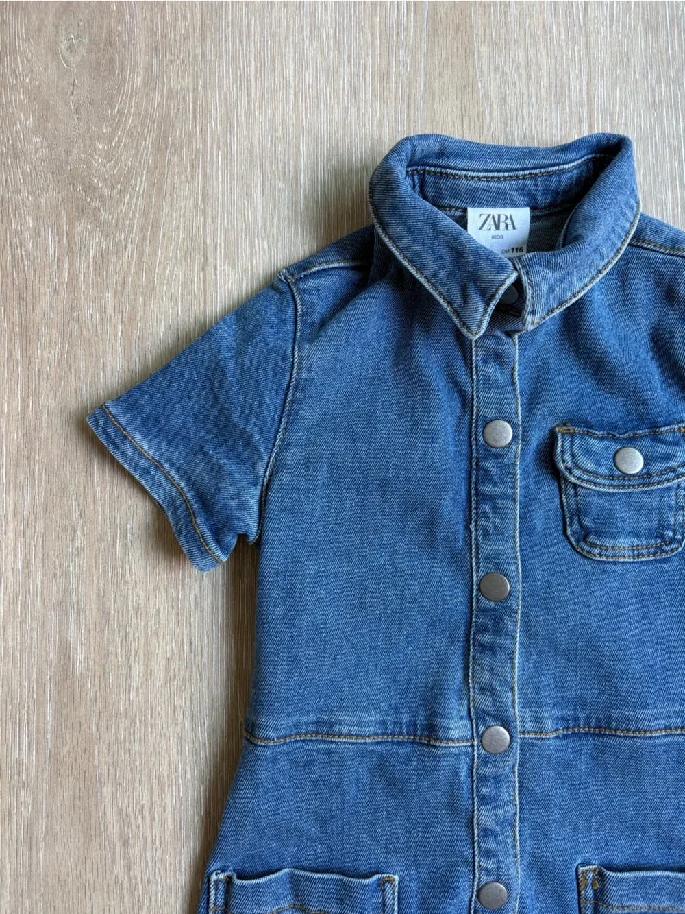 Zara Kids Blue Denim Button-Front Dress - Girls Size 6